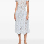 Abito midi in pizzo a fiori in azzurro Self-Portrait - donna 