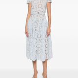 Abito midi in pizzo a fiori in azzurro Self-Portrait - donna 
