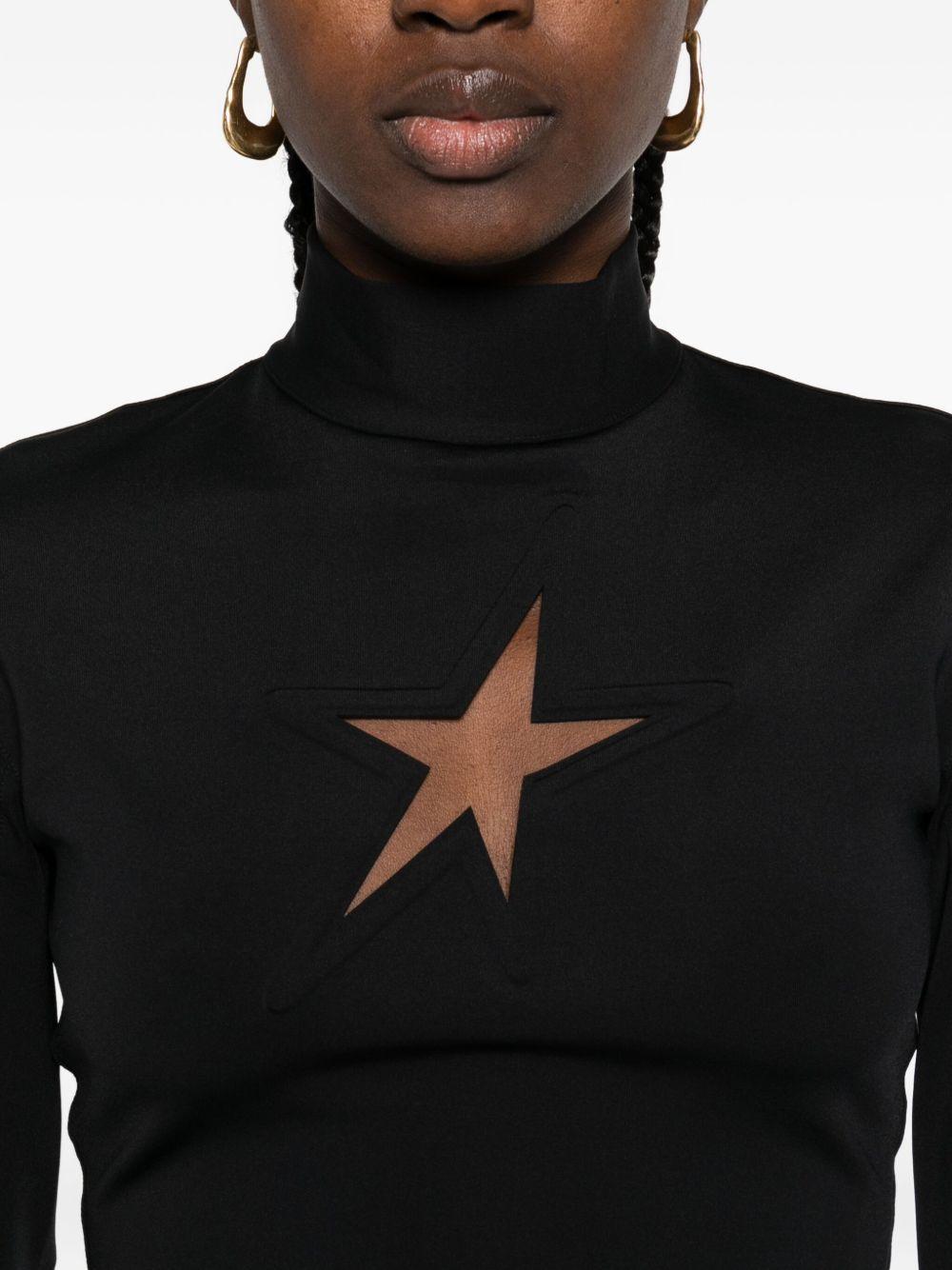 Top a collo alto con stella in nero Mugler - donna 