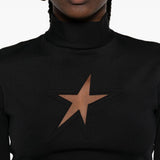 Top a collo alto con stella in nero Mugler - donna 