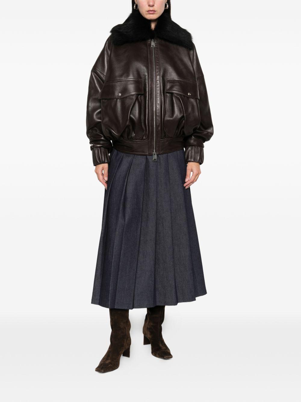 Giacca con colletto in pelliccia in marrone Khaite - donna 