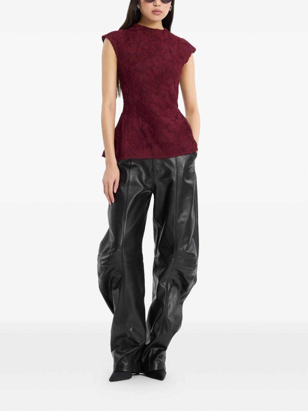 Pantaloni cargo in pelle in nero 