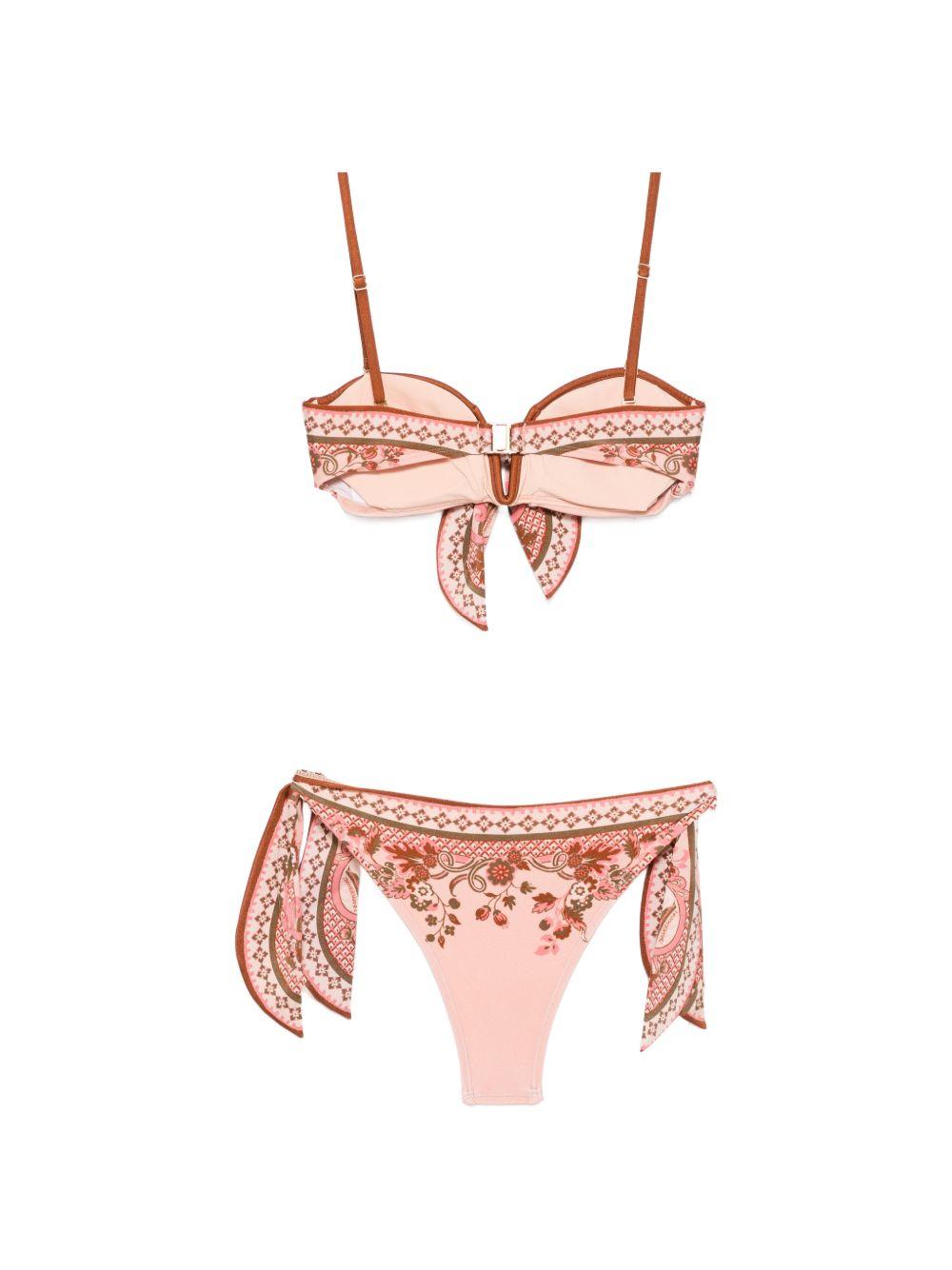 Bikini con stampa paisley Aster in rosa 