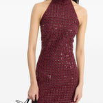 Abito lungo con paillettes in bordeaux 