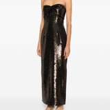 Abito senza spalline con paillettes in marrone Roland mouret - donna 