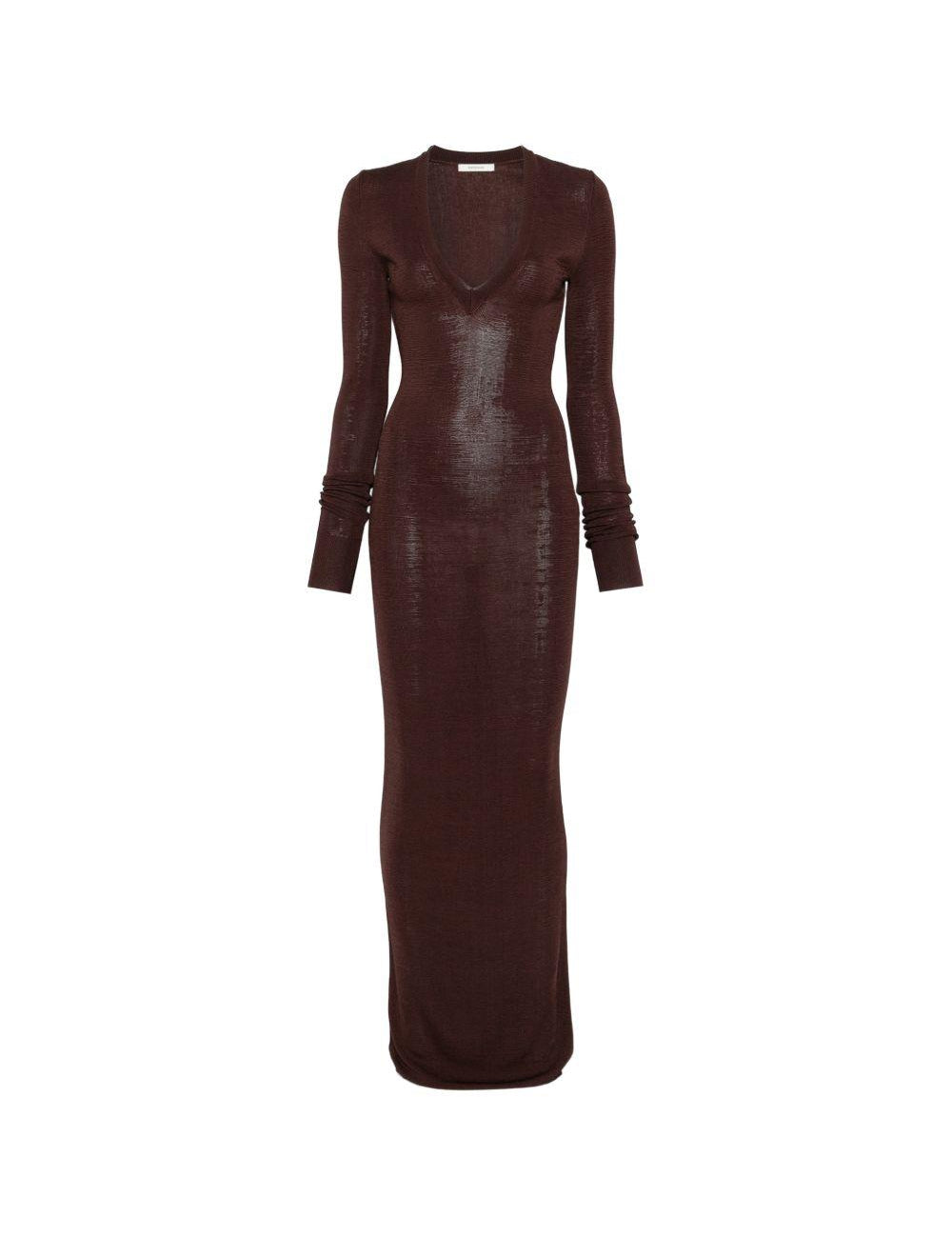 ABITO LUNGO SCOLLO A V in marrone Entire Studios - donna 