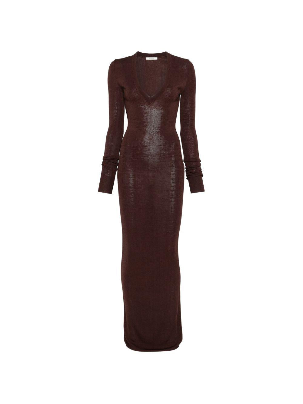 ABITO LUNGO SCOLLO A V in marrone Entire Studios - donna 