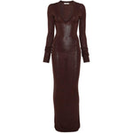 ABITO LUNGO SCOLLO A V in marrone Entire Studios - donna 