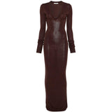 ABITO LUNGO SCOLLO A V in marrone Entire Studios - donna 