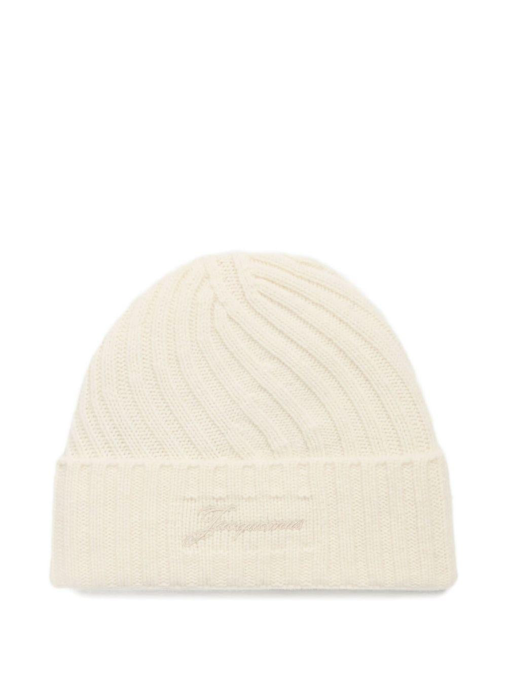 Berretto a costine in avorio Jacquemus - unisex 