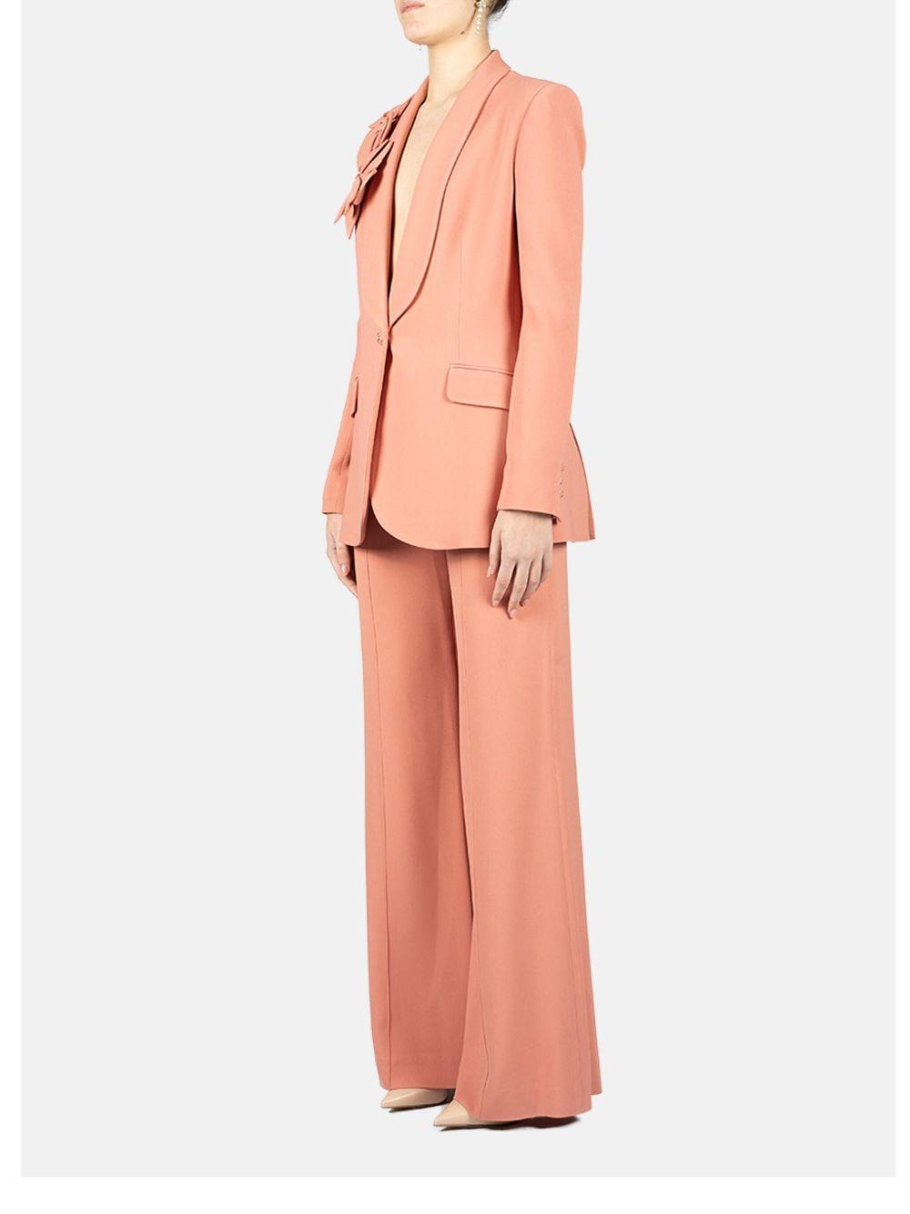 Pantaloni flared in cady a vita alta in rosa Elie Saab - donna 