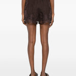 Shorts con bordo in pizzo in marrone Maurizio - donna 
