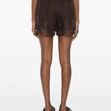 Shorts con bordo in pizzo in marrone Maurizio - donna 