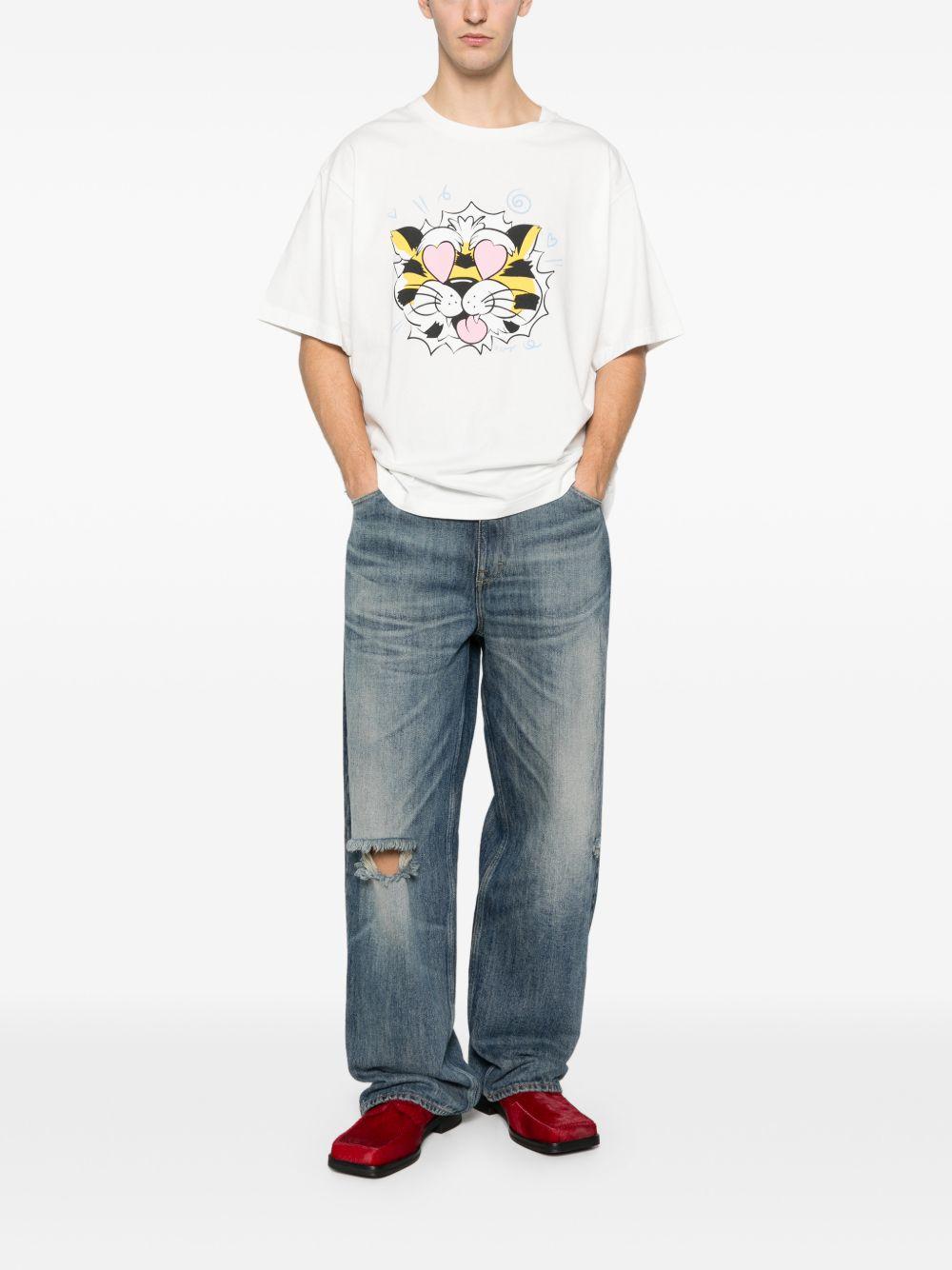 T-shirt con stampa tigrata in bianco Kenzo - uomo 