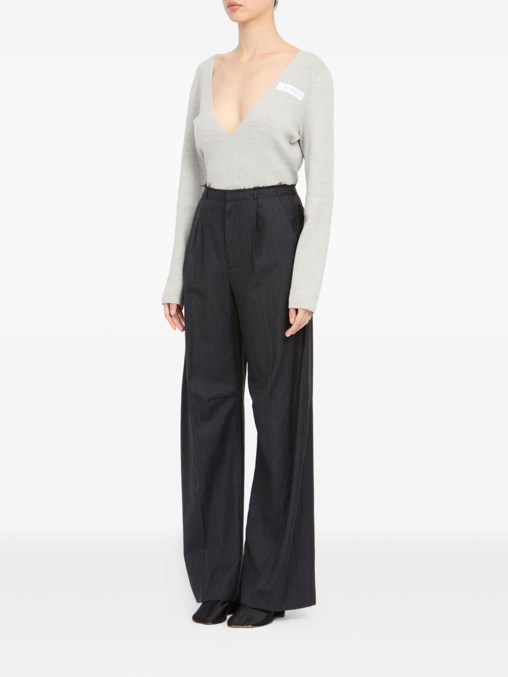 Pantaloni palazzo gessati in grigio scuro MM6 Maison Margiela - uomo 