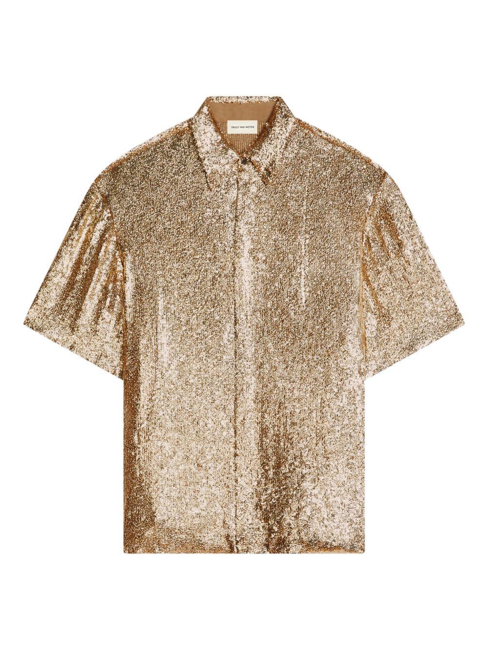 Camicia con paillettes in oro Dries van noten - uomo 