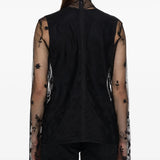 Blusa trasparente con ricamo a fiori in nero Toteme - donna 