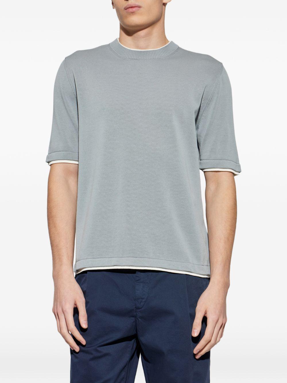 T-shirt in maglia a coste in azzurro Eleventy - uomo 