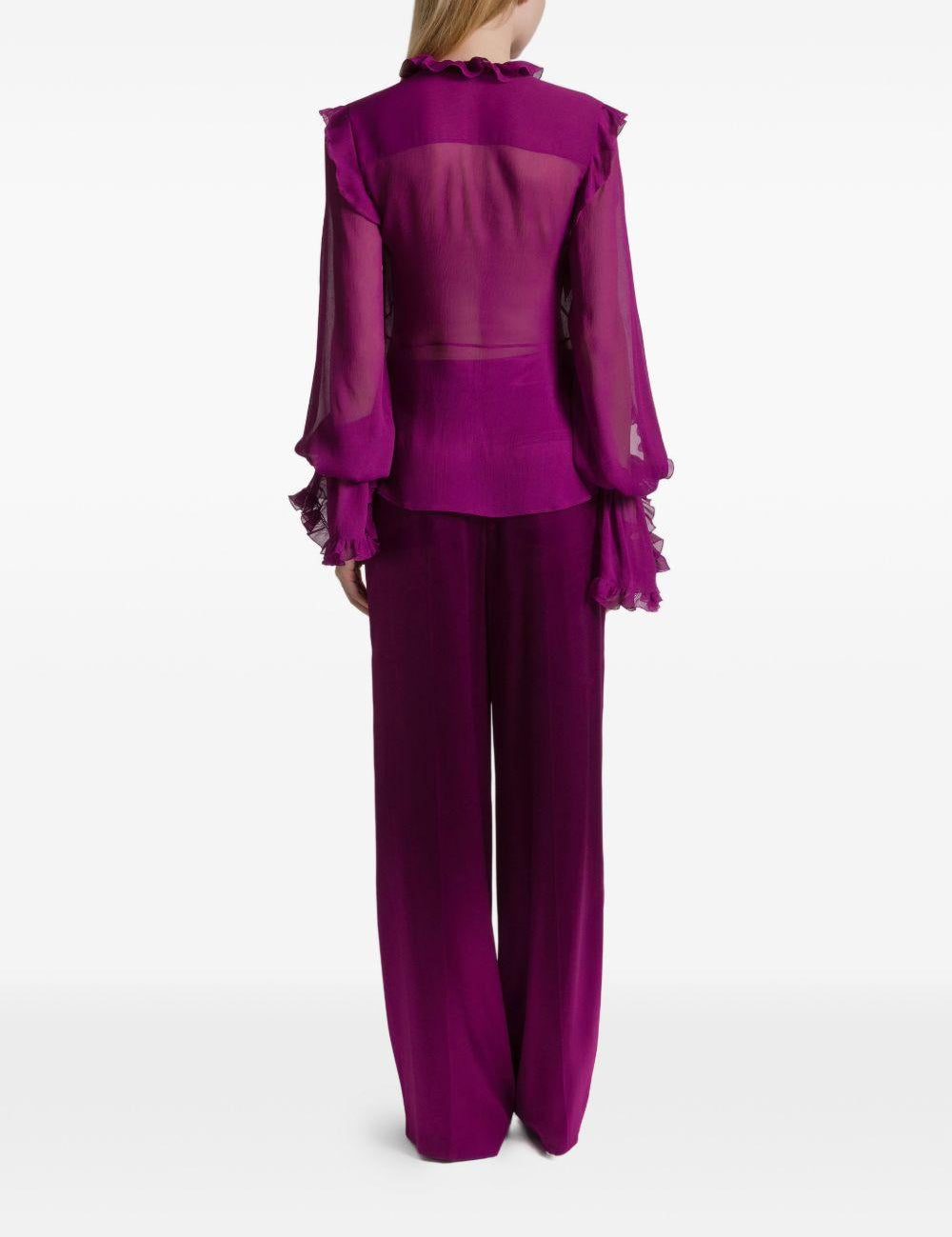 Blusa in seta con ruches viola Alberta Ferretti - donna 