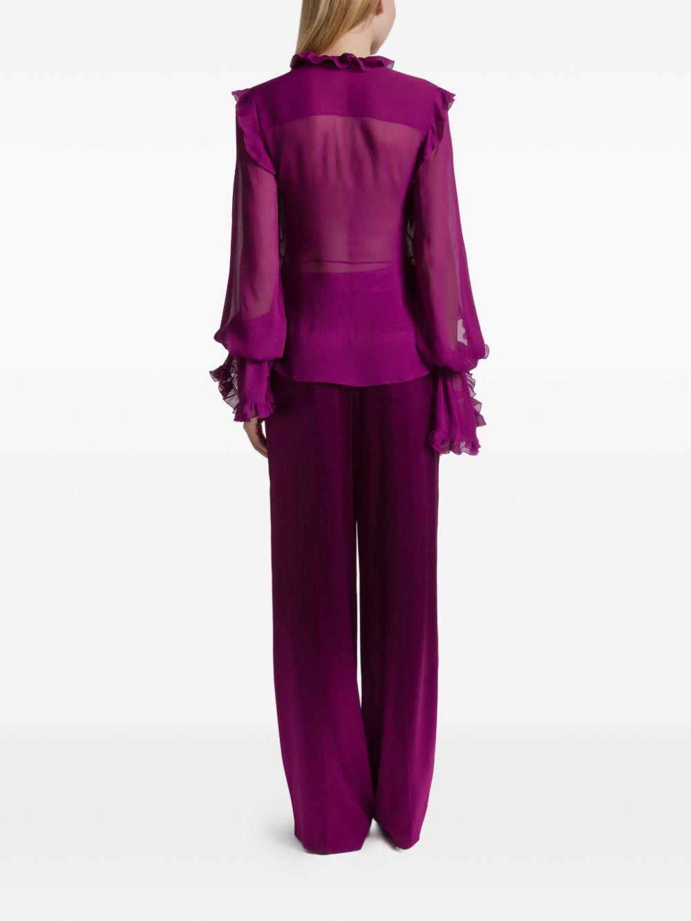 Blusa in seta con ruches viola Alberta Ferretti - donna 