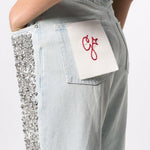 Jeans a vita alta decorati con cristalli in celeste Golden goose - unisex 