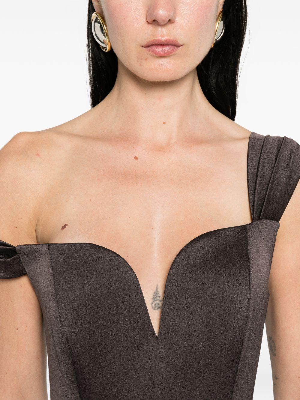 Abito con scollo a cuore in  marrone Alex Perry - donna 