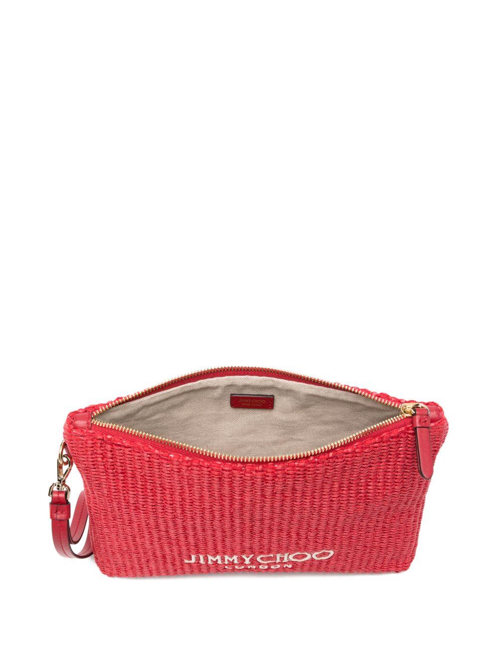 Clutch con logo stampato in rafia in rosso Jimmy choo - donna 