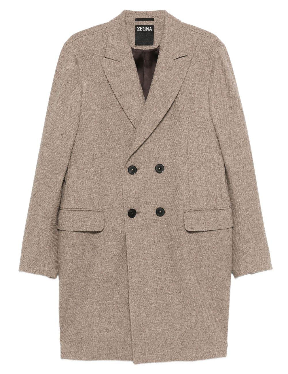 Cappotto doppiopetto in beige Zegna - uomo 