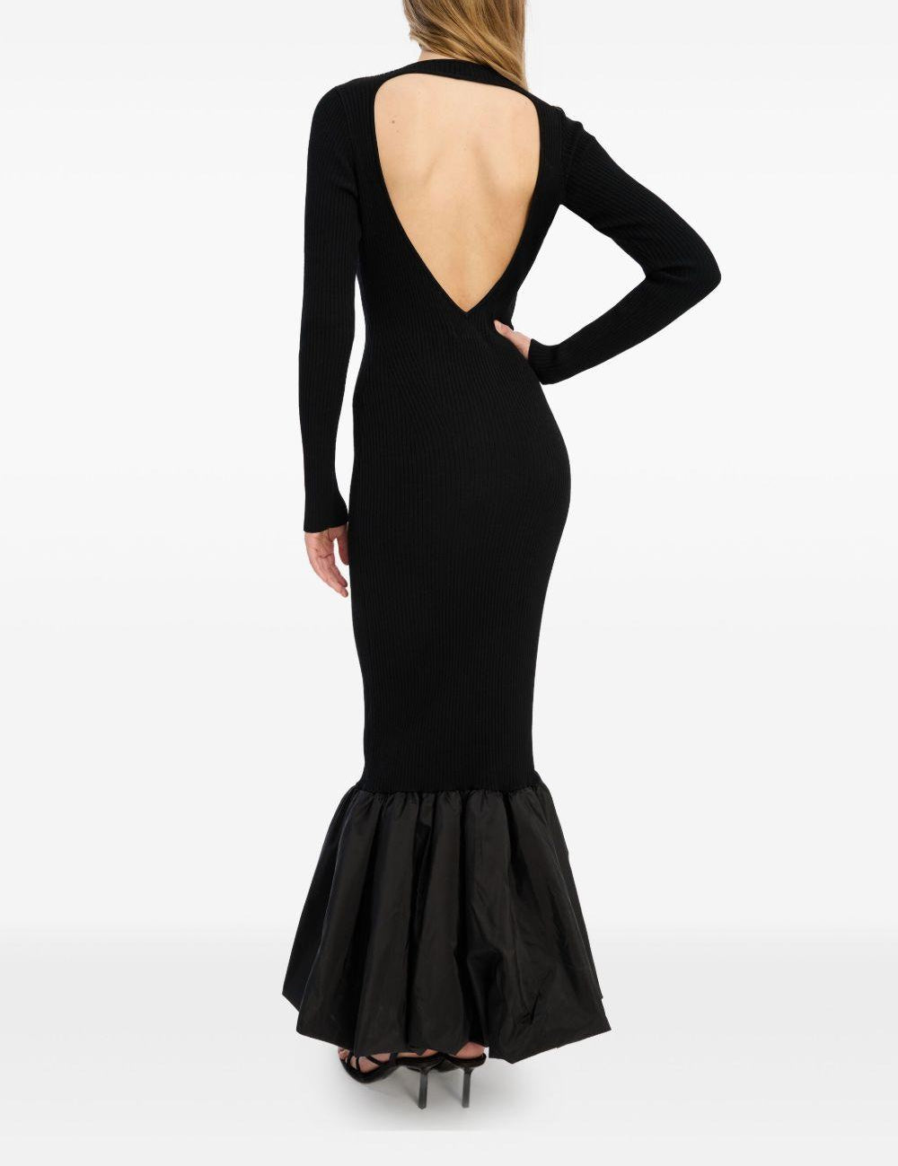 Abito a maniche lunghe con dettaglio cut-out in nero Rotate holiday - donna 