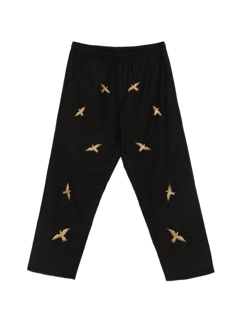 Pantaloni columbus con ricami in nero Baziszt - uomo 