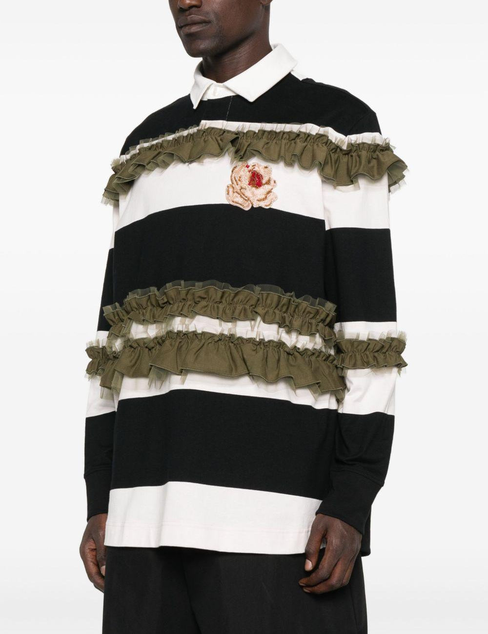 Polo a righe con ruches in bianco e nero Simone rocha - donna 