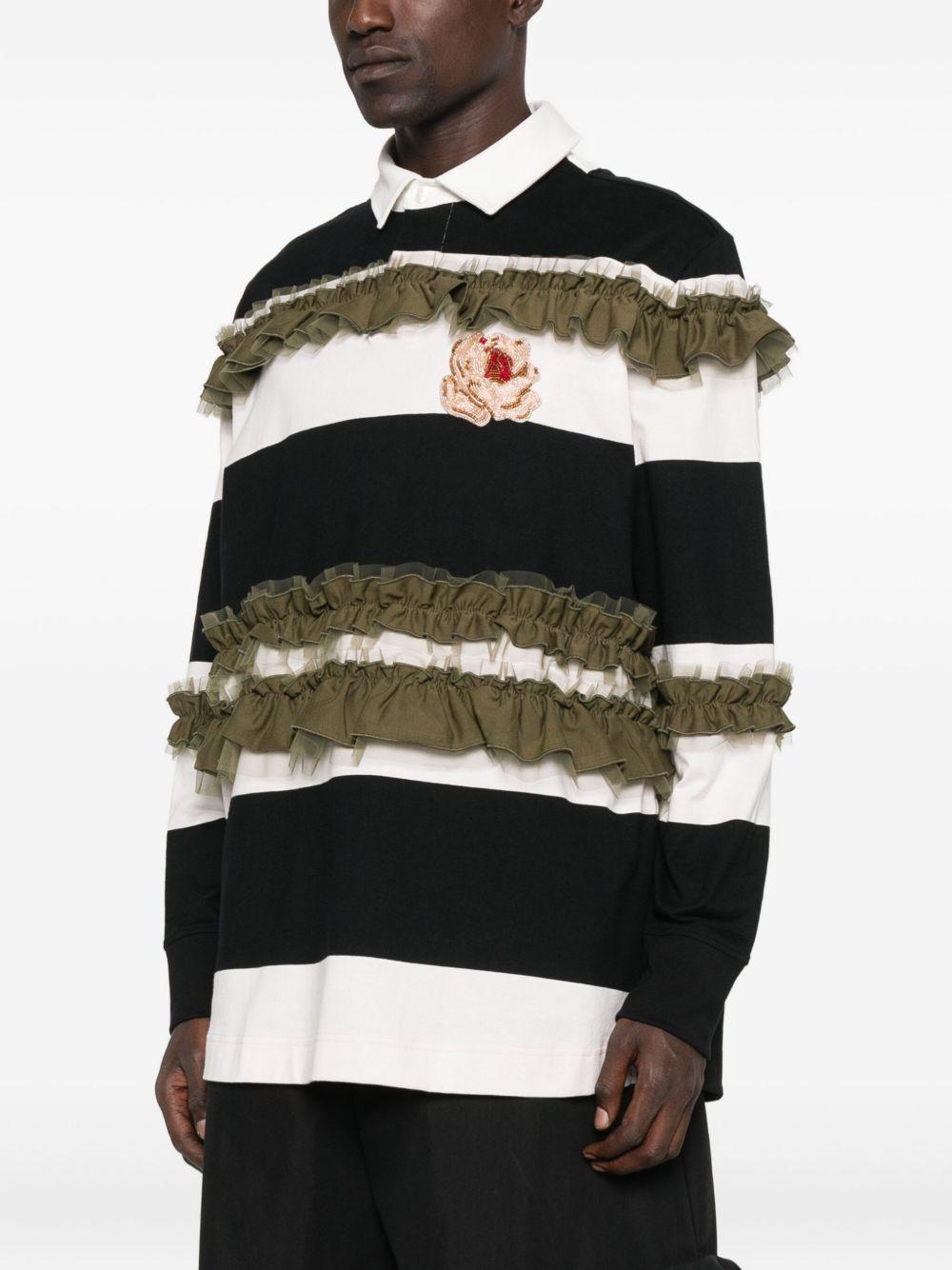 Polo a righe con ruches in bianco e nero Simone rocha - donna 