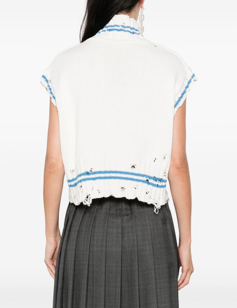 Top in maglia con orlo sfilacciato in bianco Marni - donna 