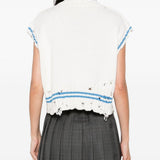 Top in maglia con orlo sfilacciato in bianco Marni - donna 