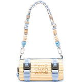 Borsa in bambù con tracolla intrecciata rimovibile in beige e celeste Feng chen wang - unisex 