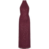 Abito lungo con paillettes in bordeaux 
