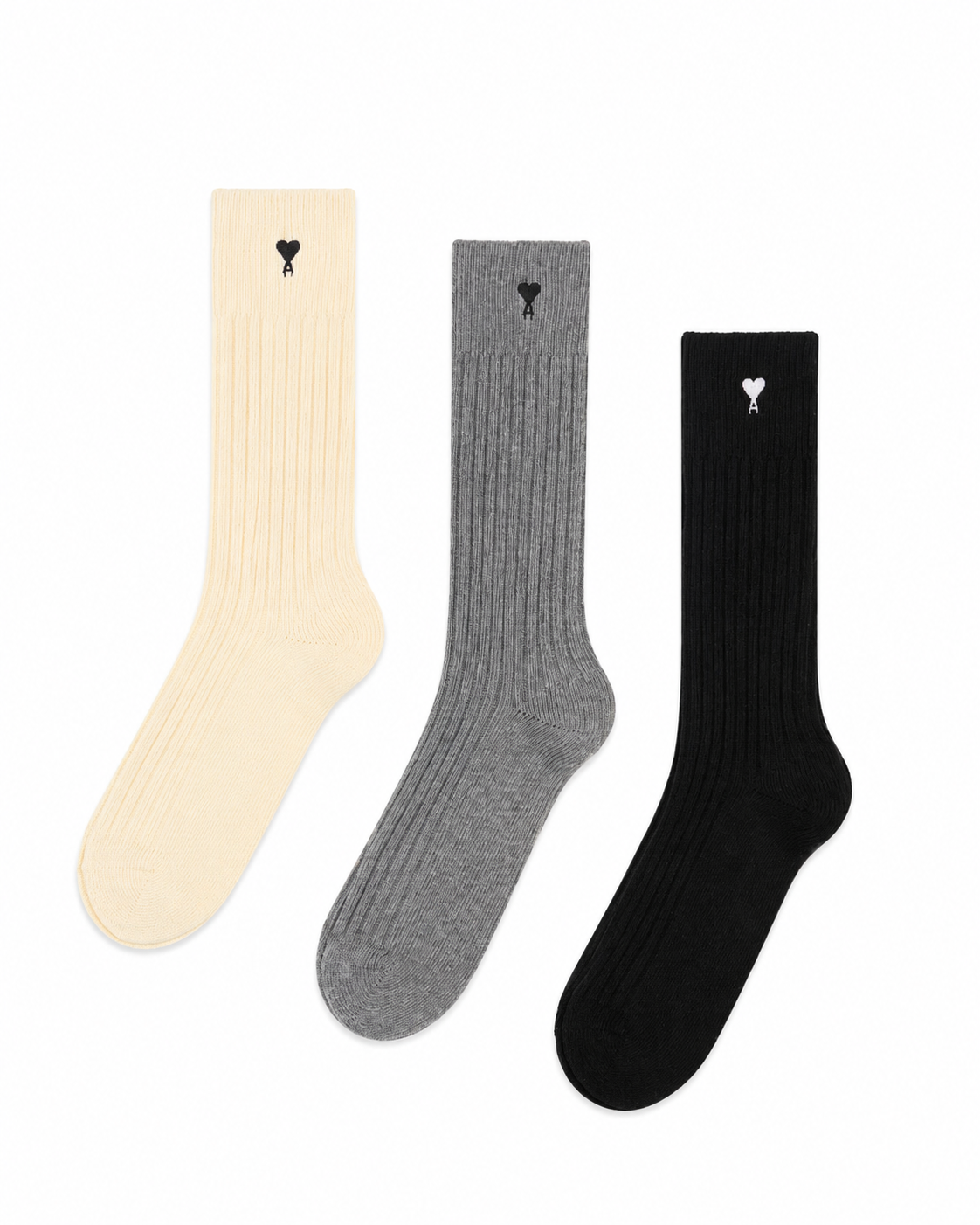 Set di tre calzini multicolor logo ami de couer ami paris - unisex 