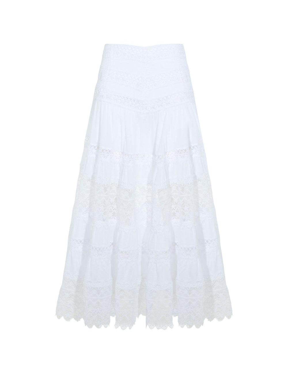 Gonna a balze con dettagli in pizzo Serza in bianco Charo ruiz ibiza 1989 - donna 