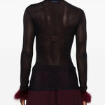 Top con in mesh con piume in nero Mugler - donna 
