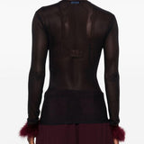 Top con in mesh con piume in nero Mugler - donna 