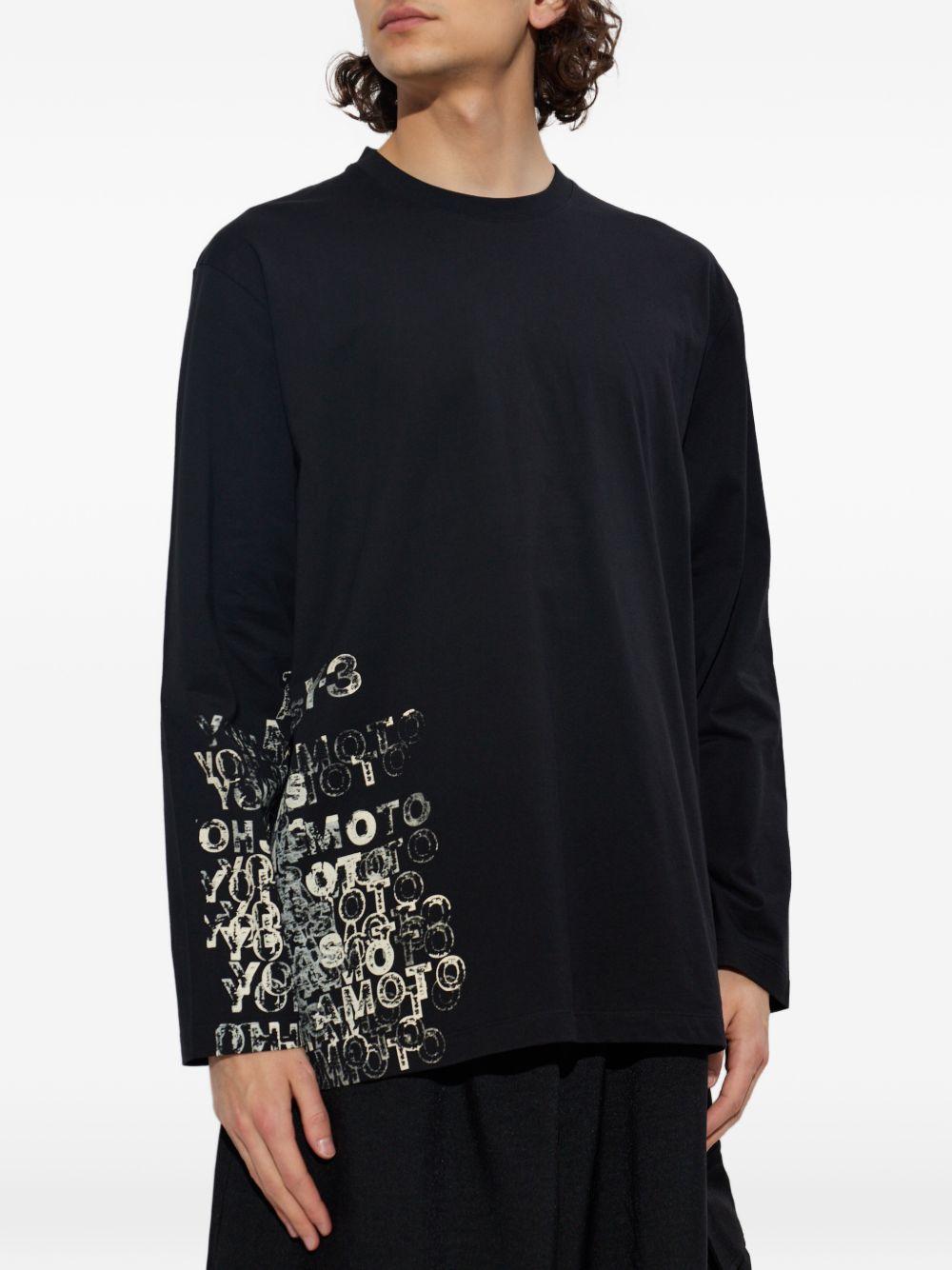 T-shirt a maniche lunghe con logo in nero Y-3 - uomo 