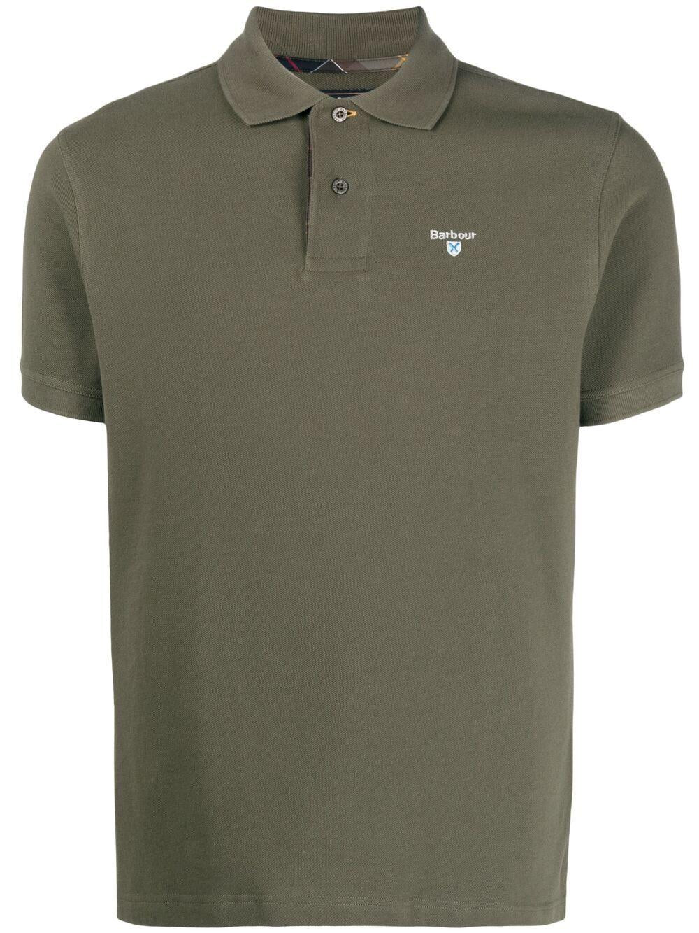 Polo con ricamo in verde oliva - BARBOUR uomo 