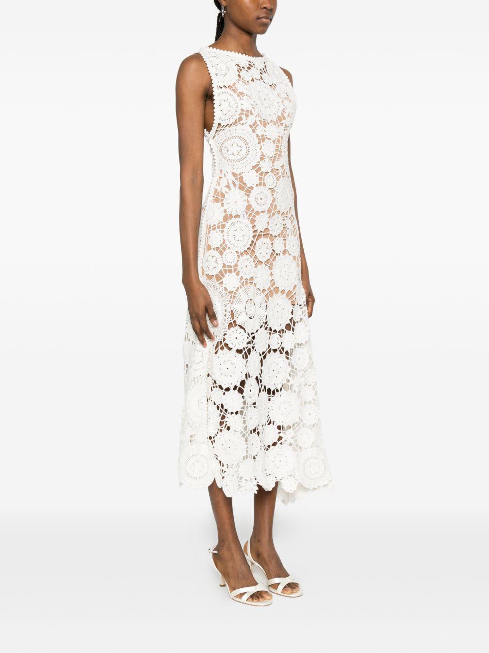 Abito midi in crochet bianco Self-Portrait - donna 
