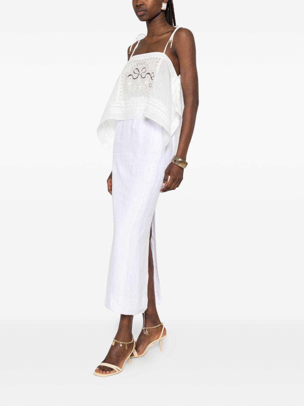 Top in ramie ricamato in bianco Self-portrait - donna 