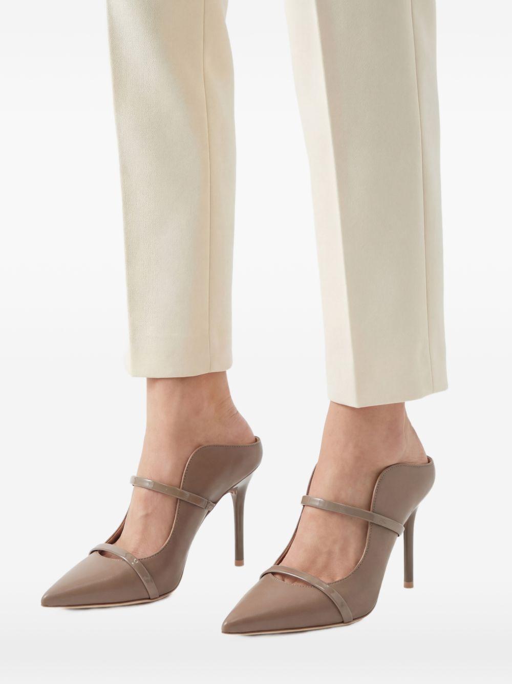 Mules Maureen 85 stiletto in nappa taupe 