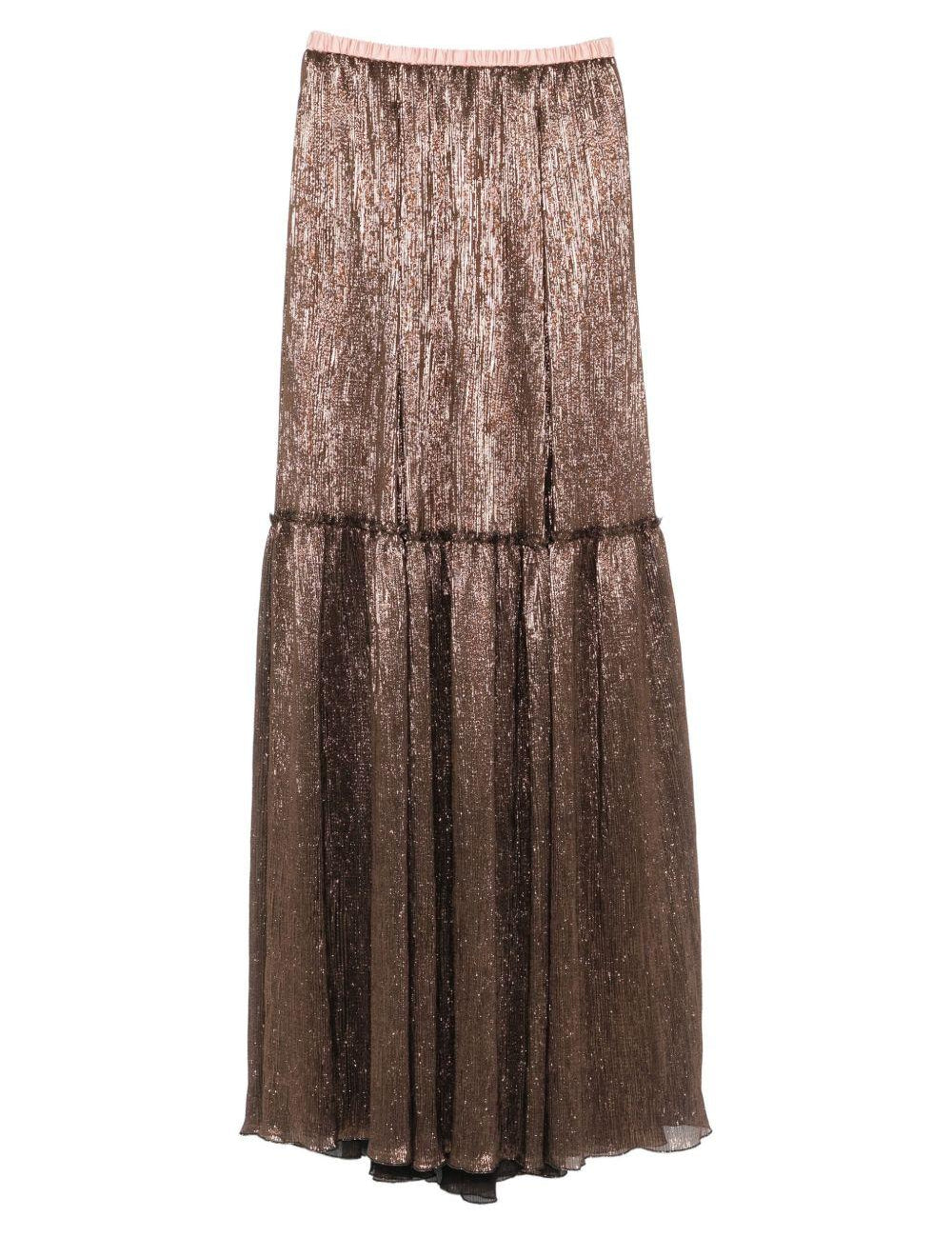 Gonna plissettata effetto metallizzato in marrone Forte forte - donna 