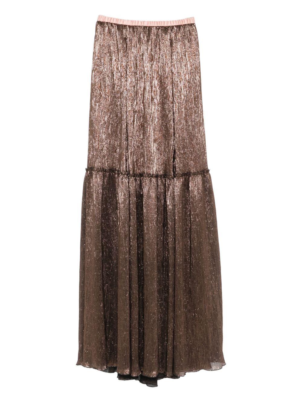 Gonna plissettata effetto metallizzato in marrone Forte forte - donna 