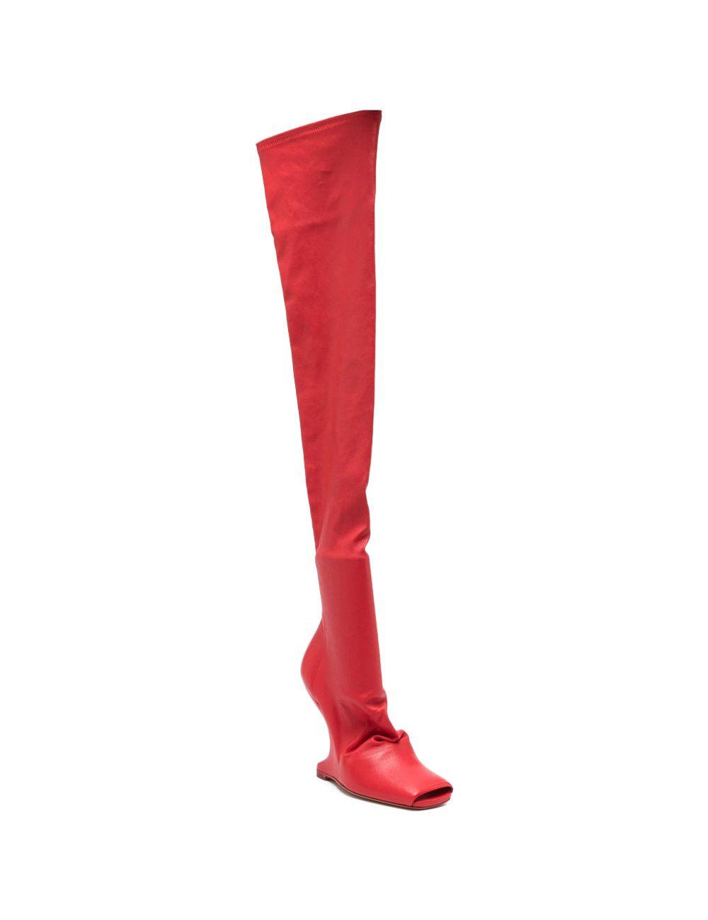 Stivali sopra il ginocchio in rosso Rick owens lilies - donna 