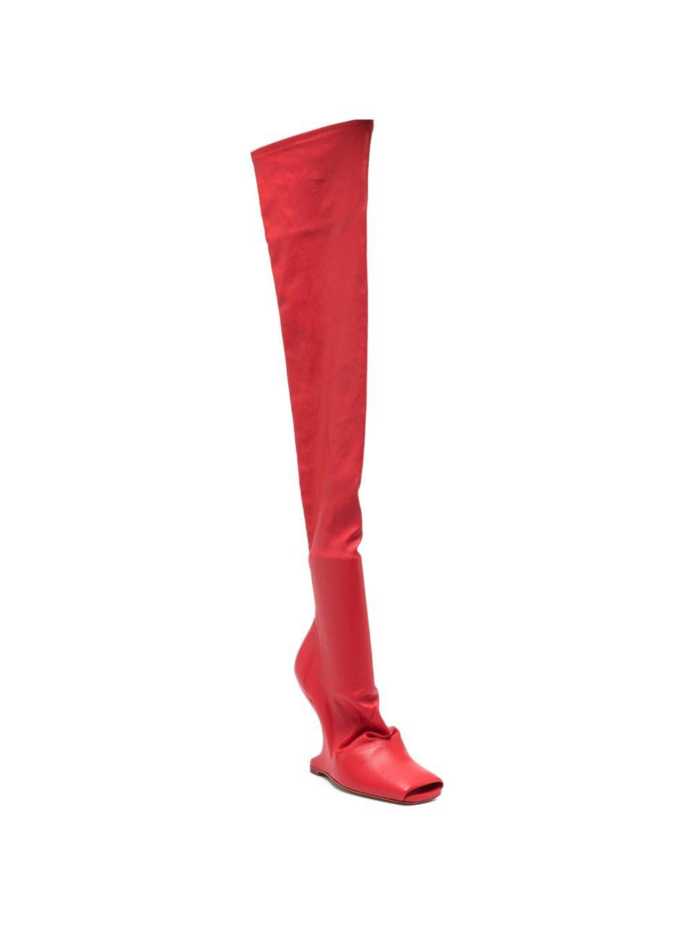 Stivali sopra il ginocchio in rosso Rick owens lilies - donna 