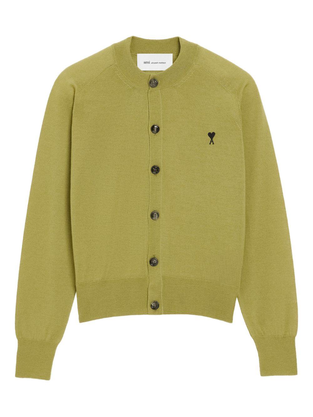 Cardigan Ami de Coeur con ricamo in verde matcha AMI PARIS - DONNA 